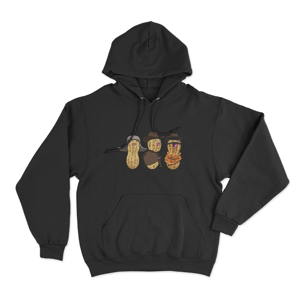 Three Burnt Peanut Unisex Hoodie Black Three Burnt Peanut Unisex Hoodie Black