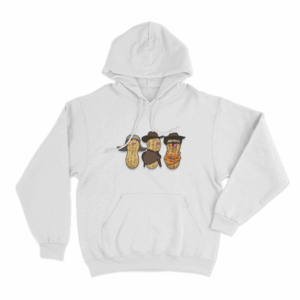 Three Burnt Peanut Unisex Hoodie White