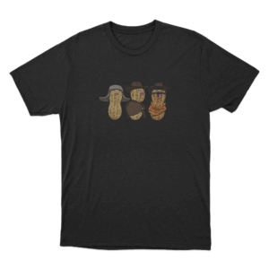Three Burnt Peanut Unisex T Shirt Black